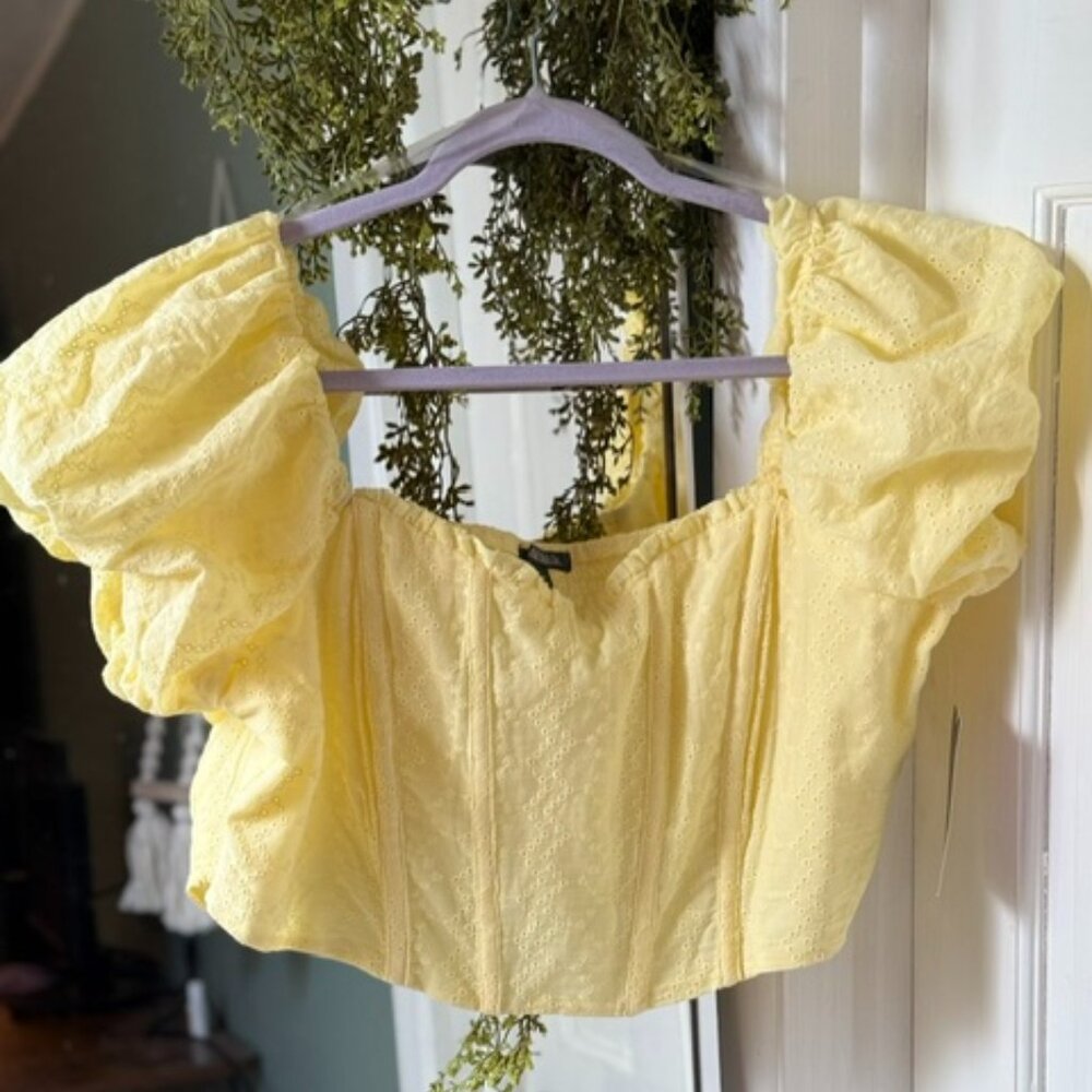 Yellow Eyelet Corset Top